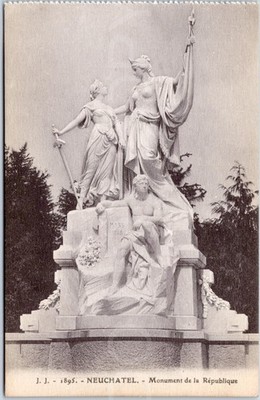 Monument de la Republique Statue Neuenburg Kanton Schweiz Vintage Postkarte