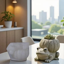 Gypsum Frog Pot Silicone Mold Jar Candle Cup Pen Holder Mini Planter DIY Mould