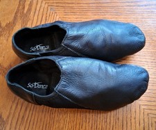 So Danca Women  s Black Leather Split-Sole Slip-On Jazz Dance Shoes JZ-45