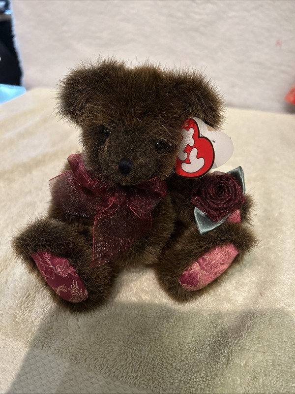 Ty Attic Treasures Martina the Brown Bear "Roses Are Red" Fully Jointed 8" Nice!