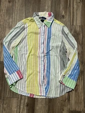FDJ French Dressing Jeans Shirt Womens Small Striped Button Down Long Sleeve
