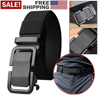 Men's Ratchet Belt,No-Holes Adjustable Nylon Belt with Slide Buckle for Golf etc