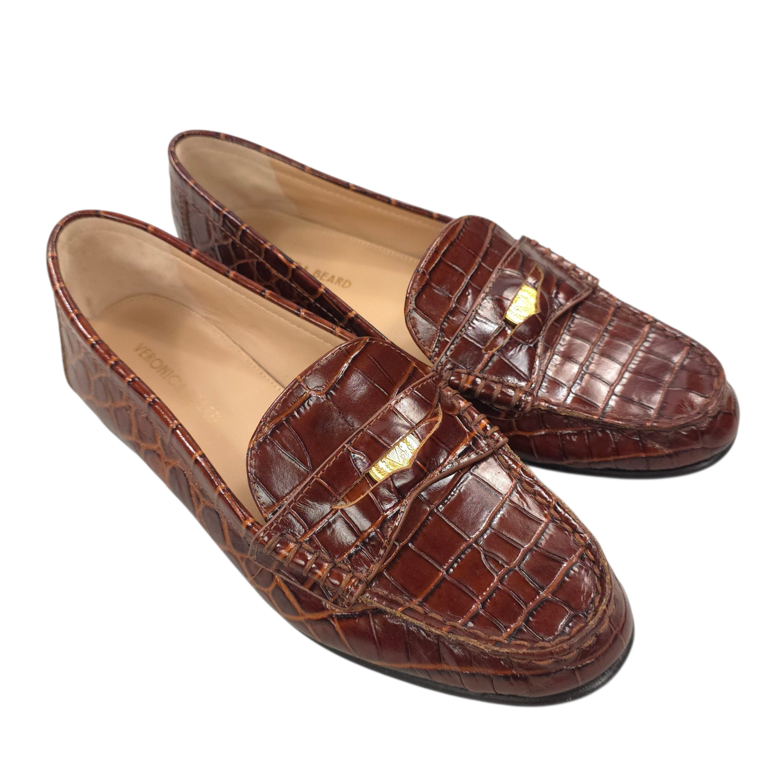 Veronica Beard Womens Size 6M Croc Embossed Leather Loafers Flats Classic Comfortable