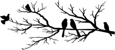Metal Birds Wall Art, Metal Vivid Birds on Branch Silhouette Wall Decor Black Le