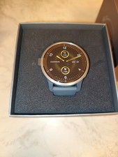 Garmin Venu 2 GPS Watch (45mm) -Silver Stainless Steel Bezel/Granite Blue Band  