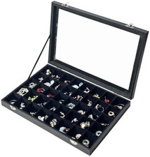 Black Velvet 40 Grid Earring Organizer Display Box Transparent