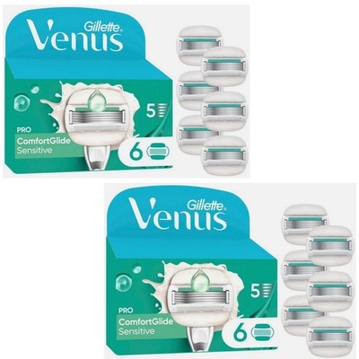 2x 6er Gillette Venus Pro ComfortGlide Sensitive Damenrasierklingen mit Alo Vera