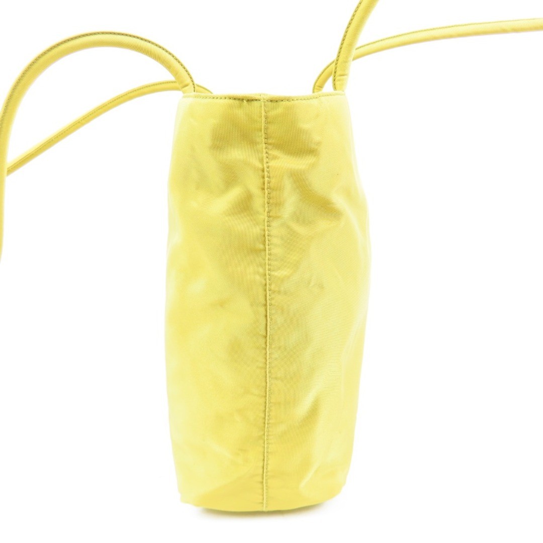 PRADA triangle logo shoulder bag tote bag nylon yellow women s Used thumbnail 4