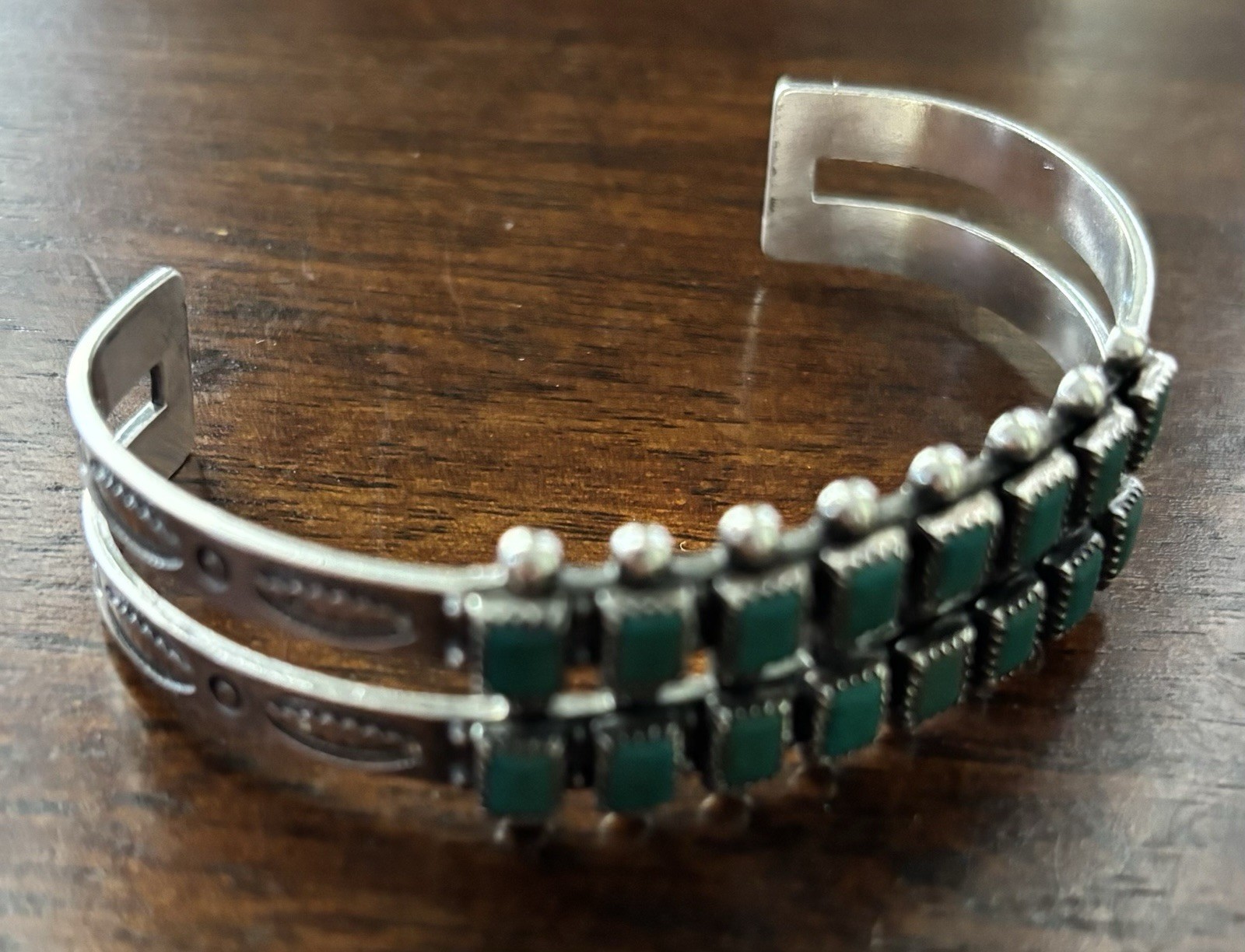 Zuni Native American .925 Rectangular Stone Turqu… - image 6