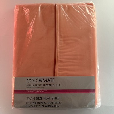 Vtg Sears COLORMATE PERM-PREST PERCALE Twin Flat Sheet NEW 599 Light Apricot