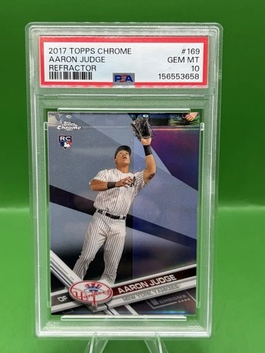 AARON JUDGE 2017 Topps Chrome ROOKIE REFRACTOR PSA 10 Yankees RC CATCHING SP 🔥
