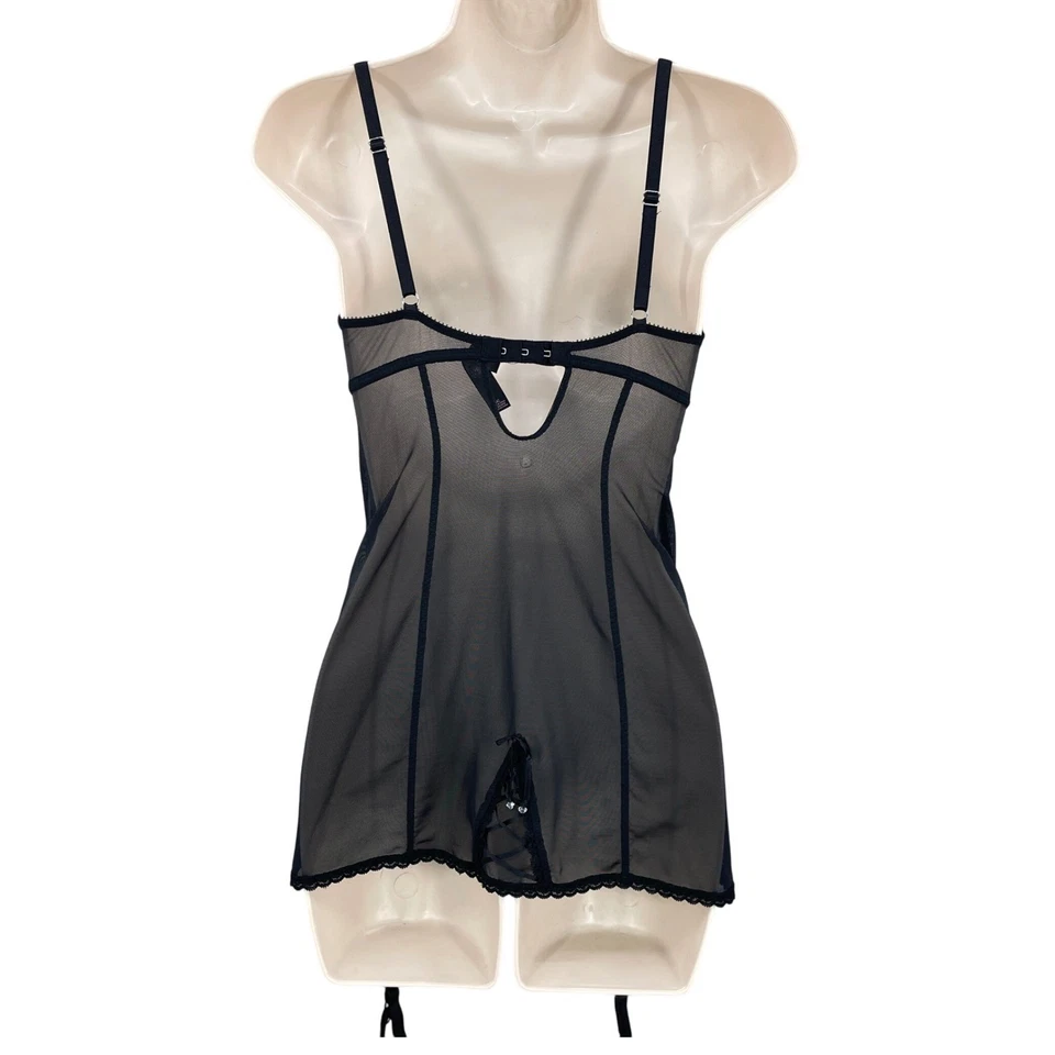 Victoria's Secret Babydoll Lingerie Teddy Romantic Bling Lace Sheer Size 34C See - Image 2 of 4