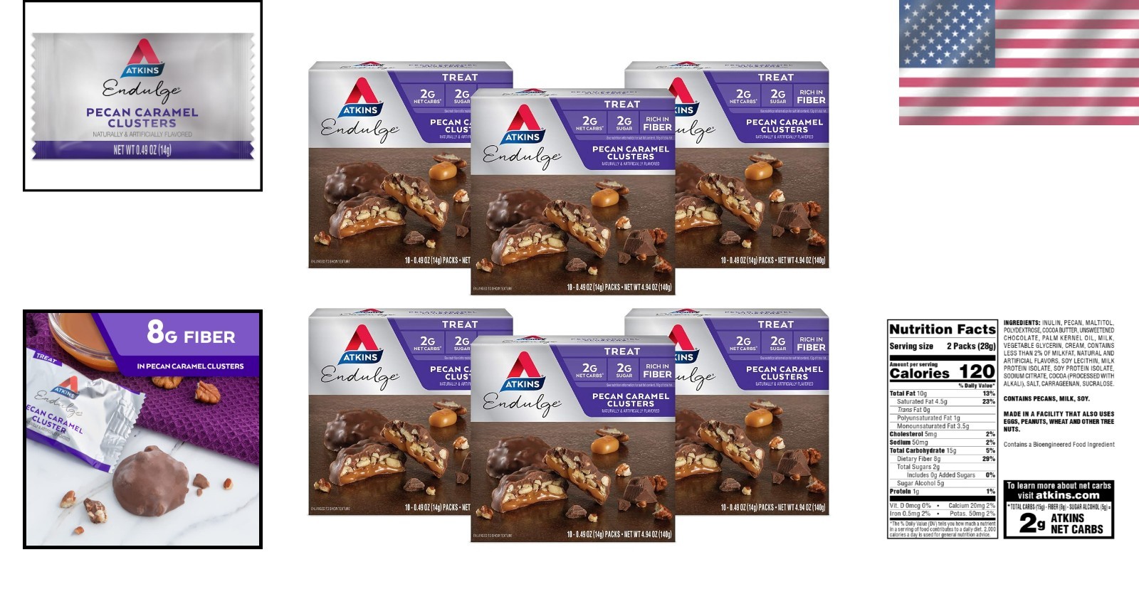 Endulge Pecan Caramel Clusters, Fiber-Rich Dessert, 2g Sugar