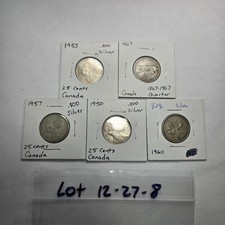 Silver Canada 25 cent (Lot of 5) 12-27-8