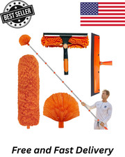 20 Ft High Reach Duster Kit: 3-14 Ft Pole, Window Washer, Squeegee, Duster