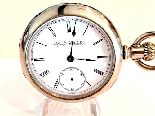 Large 18SZ-Elgin Pocket Watch-in 1/2 Hunters-case for Repair -runs & Stops -1894