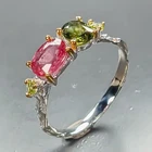 Handmade jewelry Natural Tourmaline Ring 925 Sterling Silver Size 8 /R467836