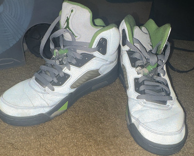 Jordan Air Jordan 5 Green Bean High Top Sneakers Gray Green White Retro Men's
