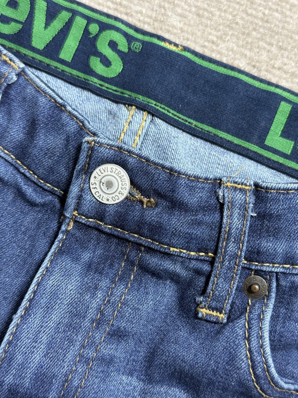 Levis 511 Jeans Boys 14 Regular Blue Slim Fit Distressed Knee Denim Pants 27x29 thumbnail 5