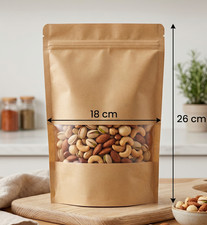 Paper Ziplock 100 Bags 26x18cm Stand Up Pouch Resealable Food Storage 500g