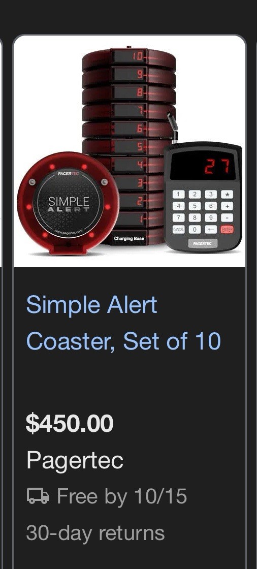 Pagertec Simple Alert 10 Set of 10 Black