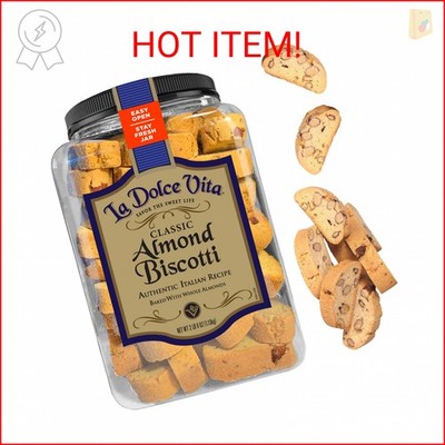 La Dolce Vita Classic Almond Italian Biscotti Cookies, Gourmet Coffee & Tea Dipp
