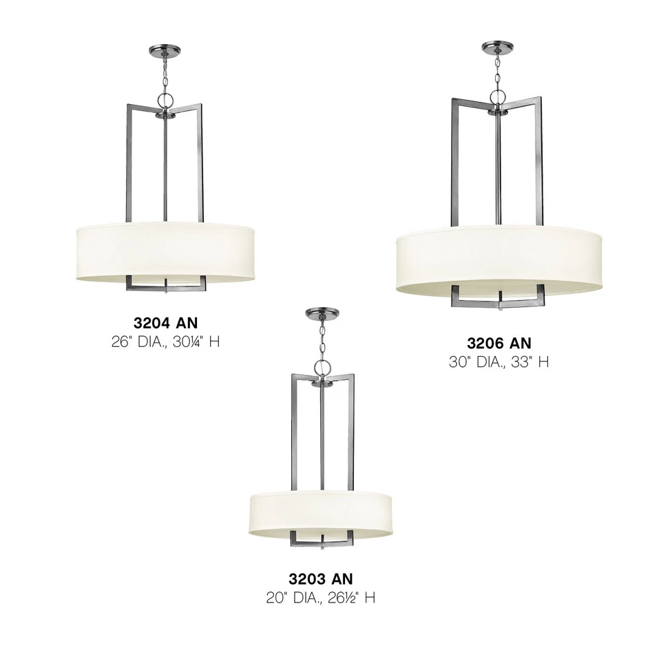 Candelabro de tambor Hinkley Lighting 3203 3 luzes 20"W 1 camada - Níquel - Imagem 3 de 4