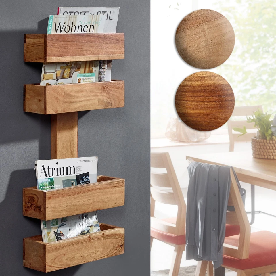 FineBuy Zeitungsständer Massiv Zeitschriftenständer Holz Prospekthalter Landhaus - Bild 1 von 1