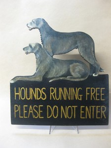 Irish Wolfhounds Running Free Sign ~ Handmade / Painted ~ Goldswift Sighthounds