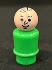 Vintage Original Fisher Price Little People All Plastic Green Base Black Hair