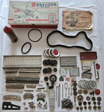 Lot Vintage 50s/60s AC Gilbert ERECTOR SET Parts Metal Construction Toy Pieces