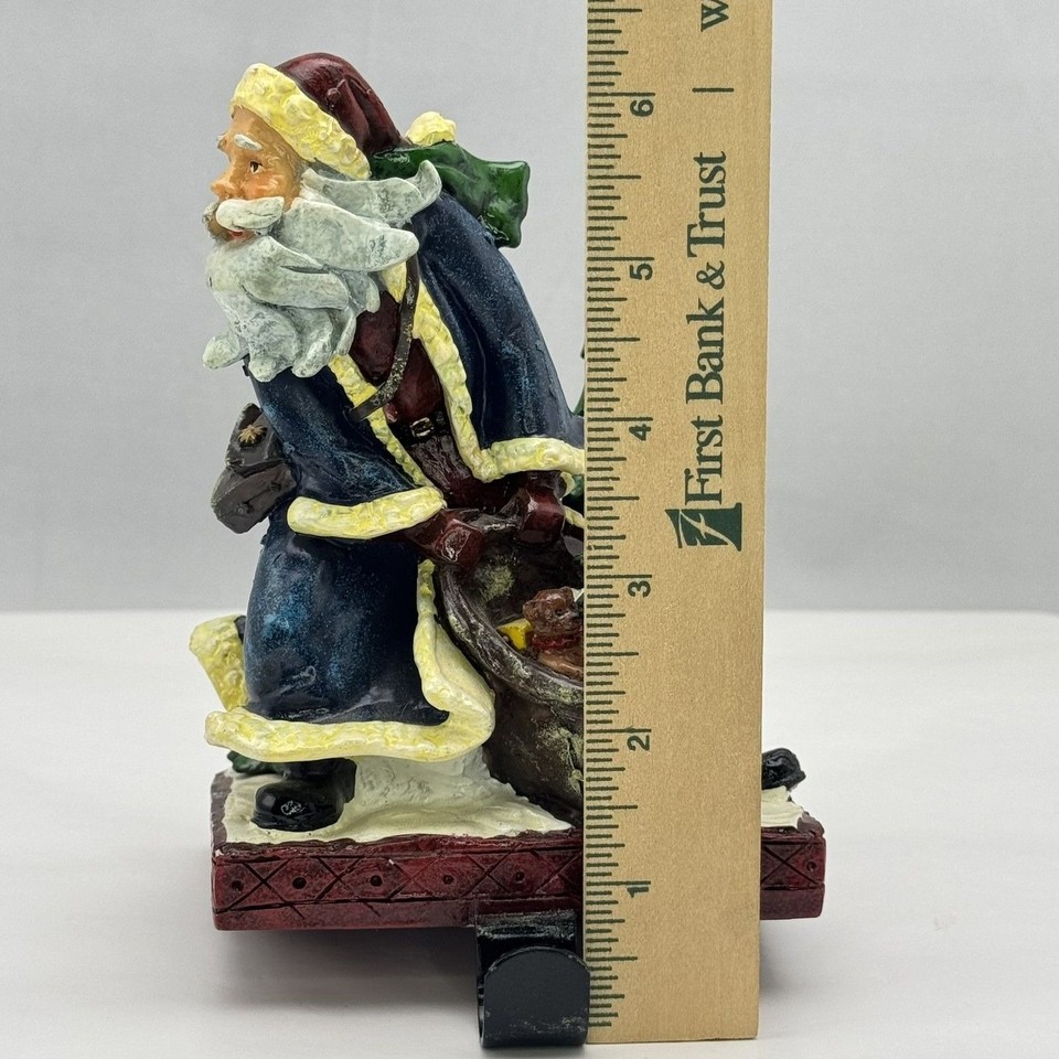 Vtg 2005 Santa Stocking Holder Blue Coat Christmas Trees Toy Sack ...