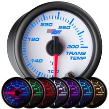 SLIGHTLY USED GLOWSHIFT WHITE 7 COLOR TRANSMISSION TEMPERATURE GAUGE w SENSOR