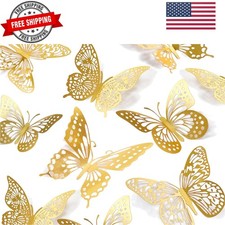 3D Butterfly Wall Decor - 48 Pcs, 4 Styles, 3 Sizes, Gold Butterfly Decoratio...