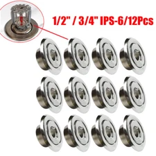 (6/12 Pcs) 1/2" 3/4"IPS Fire Sprinkler Head Escutcheon Plate Cover Ring Chrome