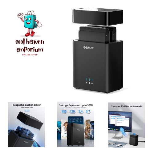 2 Bay 3.5 Inch Hard Drive Enclosure SATA 3.0 to USB 3.0 Magnetic Tool-Free HD...