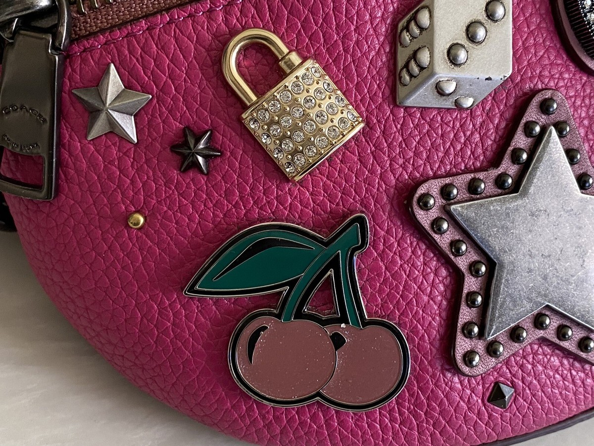 COACH SOUVENIR PINS HOT PINK LEATHER/SIG CANVAS BELT BAG 78003 | eBay