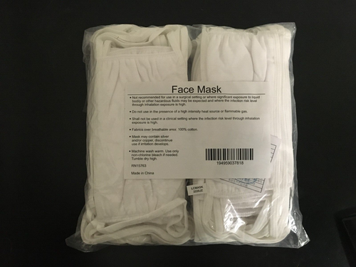 Mascarilla facial de algodón reutilizable Hanes en blanco (paquete de 50) - Imagen 3 de 4