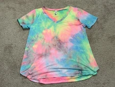 Flamingo Womens Shirt Size Medium Multicolor Tie Dye Print Soft Classic Casual