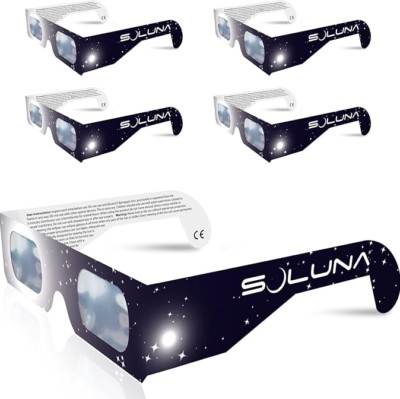 Solar Eclipse Glasses AAS Approved 2024 CE ISO Certified Safe Sun Viewing 5 Pack