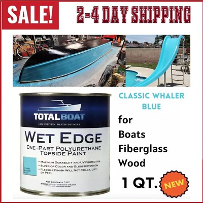 Marine Topside Paint for Boat Pool Slide Fiberglass Wood Classic Whaler Blue 1Qt