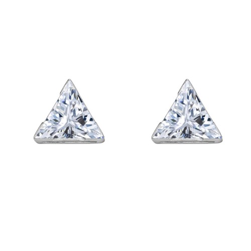 3/4 Ct Triangle Cut Lab Created Grown Diamond Earrings 14K White Gold F/VS Screw - Picture 2 of 3