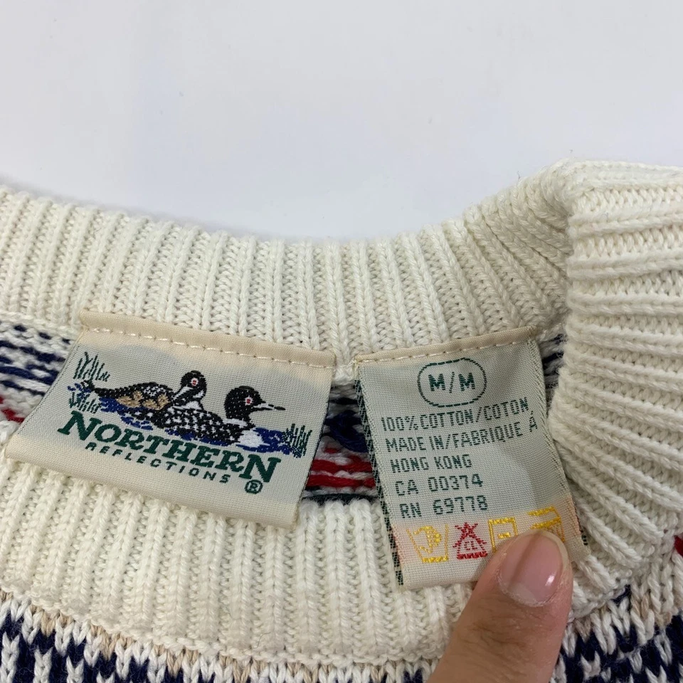 Suéter De Colección Northern Reflections Para Hombre M Mediano Nordic Fair Isle Algodón Crew Foto 3 de 4