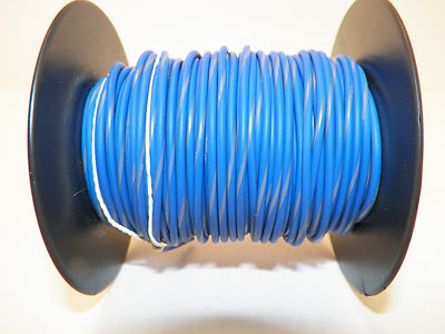 100 FOOT SPOOL 18 GAUGE GXL HI TEMP WIRE BLUE/GRAY STRIPE AUTOMOTIVE   FEET