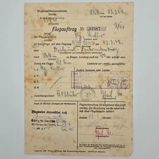 Original WW2 WWII German Luftwaffe pilot flight plan document airport aircraft