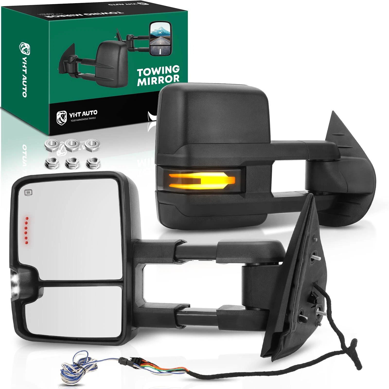 2x Left&Right Dual Arm Power Heated Towing Mirror for Chevy Silverado GMC Yukon