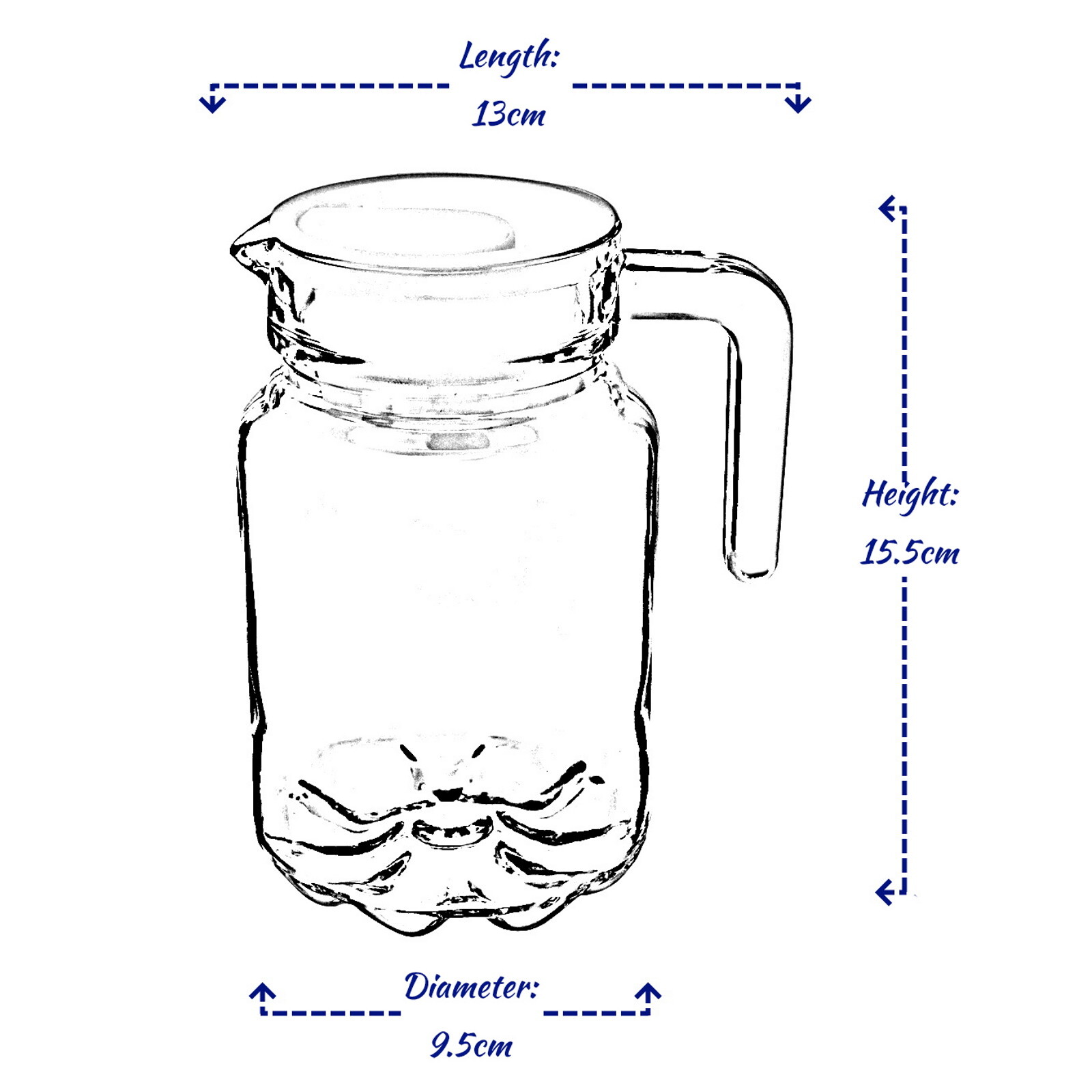 Glass Fridge Jug Small Pitcher with Lid Non Drip Spout Milk Juice Water