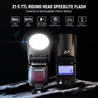 NEEWER Z1-C Z1-N Z1-S TTL Round Head Flash Light Speedlite 2.4G 
