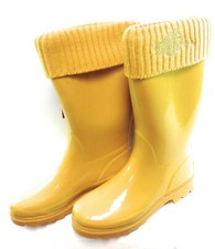 Womens Apple Bottoms Cozy Yellow 13" Fleece Insulated Rubber Rain Boots Shoes