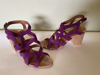 Givenchy Purple Suede cage Sandal with Cork Heel size 40